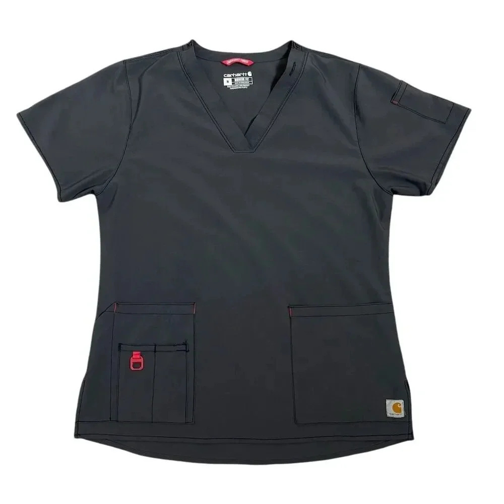 Carhartt Women's Scrub Top M Steel Gray Modern Fit with Pockets